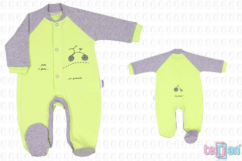 Pajac bawełniany niemowlęcy "BIKE" różowy