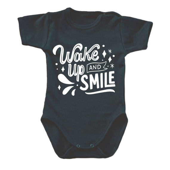 Body krótki rękaw "WAKE UP AND SMILE" Moocha czarny 