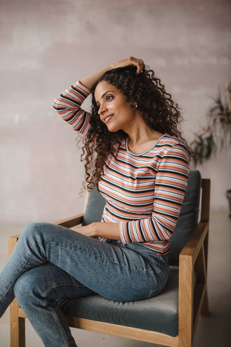 Bluzka do karmienia i ciążowa Milk Shirt Milk&Love w prążek granat 