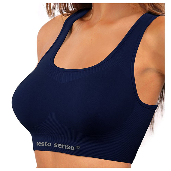 Biustonosz sportowy top CL14 Sesto Senzo granatowy
