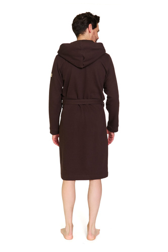 Doctor Nap 7332 – Szlafrok męski 100% bawełna | Z kapturem i kieszeniami - brownie