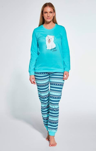 Cornette Piżama damska 671/345 Sweet Puppy - turkusowy