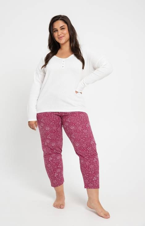 Piżama Damska 3005 Estella Taro- kremowy