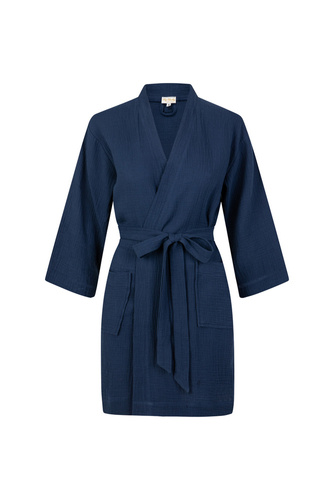 Szlafrok damski muślinowy Mila ByShelly - granatowy