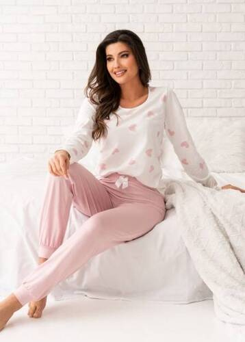 Piżama damska Sweet Long Donna różowy pudrowy