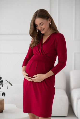 Sukienka ciążowa i do karmienia Grow with me Milk&Love bordowy