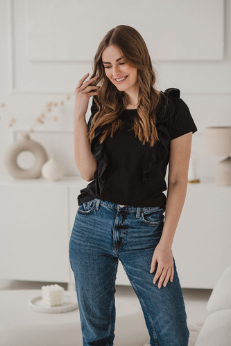 Bluzka do karmienia Milky Waves z krótkim rękawem Milk&Love czarny