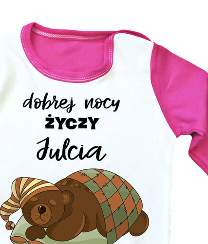 Piżama dziecięca z imieniem Śpiący miś Moocha 