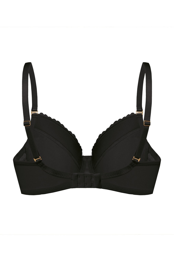 Biustonosz Petra Full Cup – czarny, mocne podtrzymanie, koronka + bawełna, wyjmowane wkładki push-up