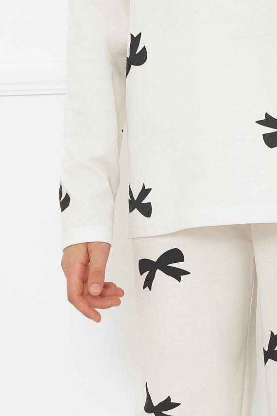 Dziewczęca piżama Fiocca– bawełna, ecru, wzór kokardki Italian Fashion