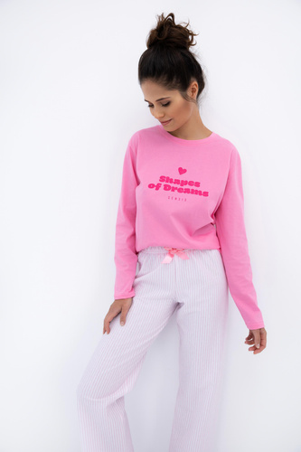 Damska piżama Malaya Sensis – bawełniany komplet z nadrukiem i kokardką