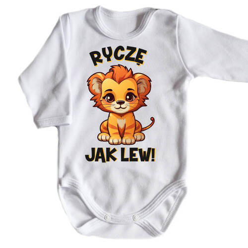 Body długi rękaw "Ryczę jak lew" Moocha biały