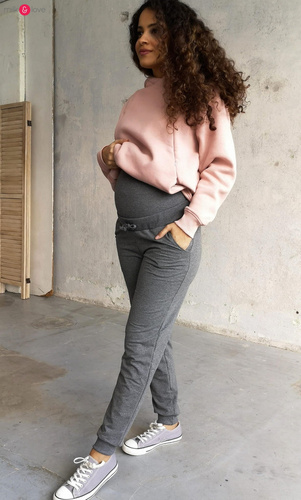 Dresowe spodnie ciążowe Milk&Love ciemny szary melanż