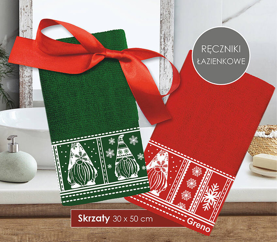 Ręcznik świąteczny Skrzaty Greno -czerwony