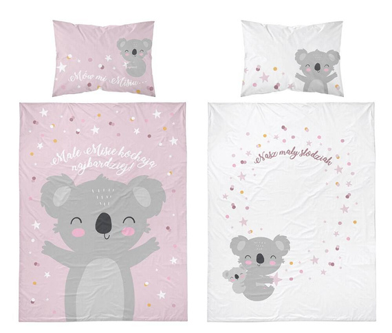 Pościel bawełniana do łóżeczka 3955 B Mayamoo 105 miś koala Detexpol różowy