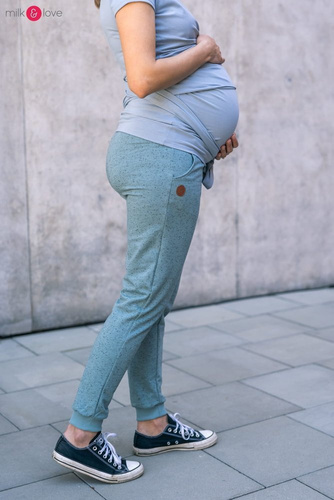 Dresowe spodnie ciążowe Milk&Love mięta plum