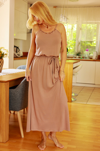 Sukienka Grace Mirale – Długa wiskozowa sukienka z gumką w talii i rozcięciem | Made in Poland