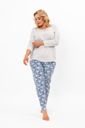 Piżama damska Boma – elegancja i wygoda w naturalnym stylu Italian Fashion - melanż/druk