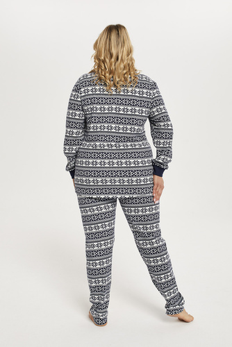 Piżama Damska długi rękaw, długie spodnie Alaska Italian Fashion - druk/granatowy