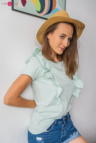 Bluzka do karmienia Milky Waves z krótkim rękawem Milk&Love miętowy