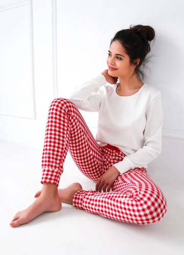 Piżama damska Perfect Sensis -śmietanowy-czerwony