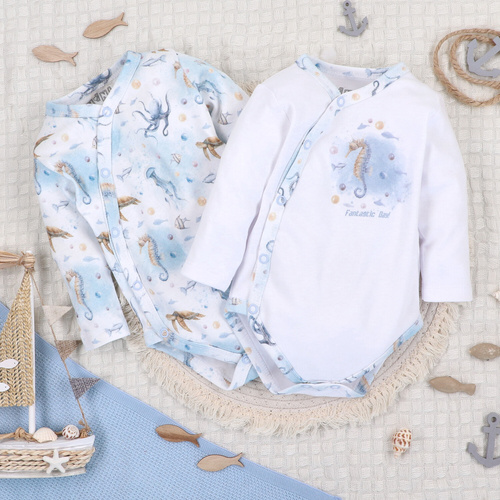 Nini Body Sea Of Joy kopertowe – bawełna organiczna, dla noworodka Nini biały 