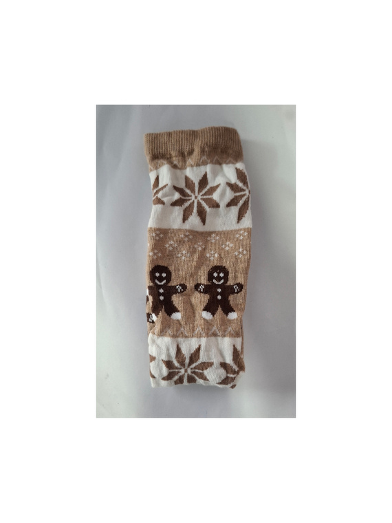 Milena 1283-040 – świąteczne skarpetki damskie z motywem ciasteczek, beżowy