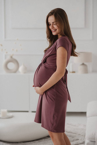 sukienka ciążowa i do karmienia krótki rękaw Loop Milk&Love  rose brown 