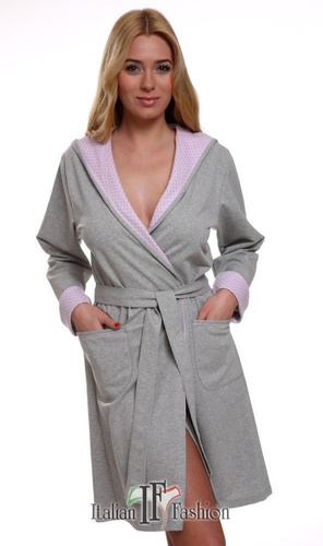 Szlafrok Damski Komfort  Italian Fashion- melanż/róż