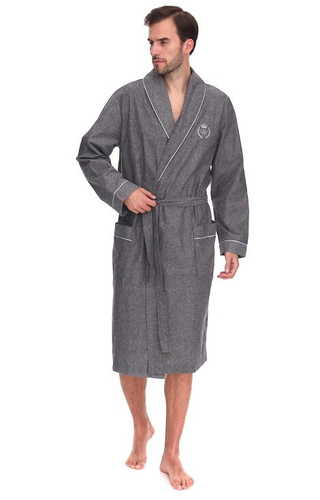 Szlafrok Zeus 2532 L&L – męski, długi, bawełniany, z kieszeniami