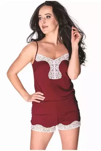 6247 Ginger piżama damska Mewa burgundowy