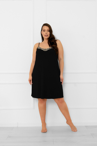 Italian Fashion Kongo koszula nocna – czarna, wiskoza, dekolt V