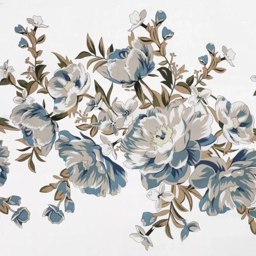 Pościel satynowa Spring 40 Kwiaty Eurofirany biały/turkusowy