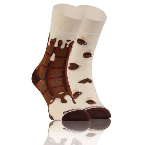 Kawa Czekolada Skarpety długie finest cotton dwie różne Sesto Senso beżowy