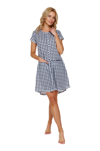TM.9444 Koszula Nocna ciążowa i do karmienia Doctor Nap - black check