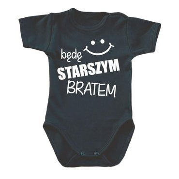 Body krótki rękaw "Będę STARSZYM bratem v2" Moocha czarny