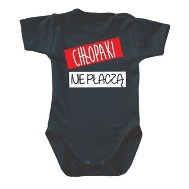"CHŁOPAKI nie płaczą" body krótki rękaw Moocha czarny