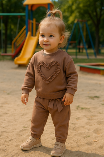 Mia Bambarillo brązowy– bluza dziecięca z dzianiny dresowej | Bawełna 95%, elastan 5%