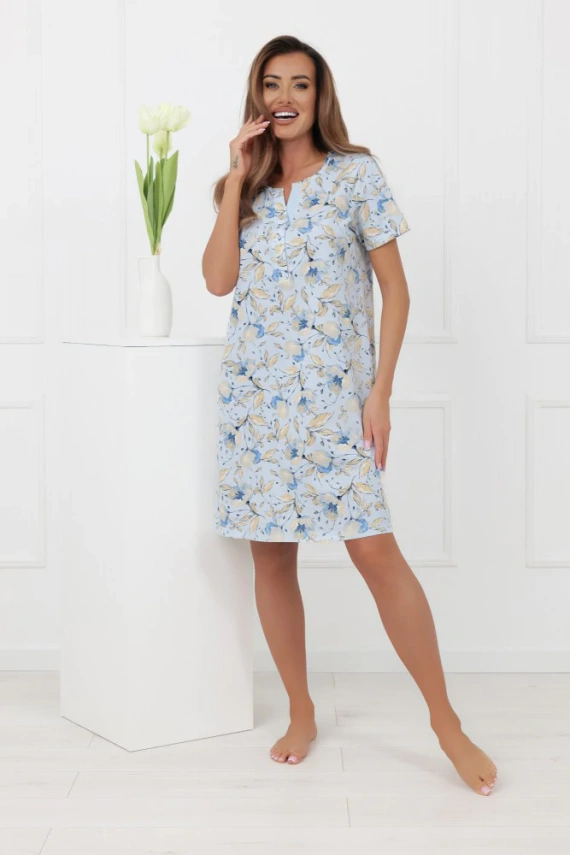 Bawełniana koszula nocna CELOZJA Italian Fashion krótki rękaw z napami