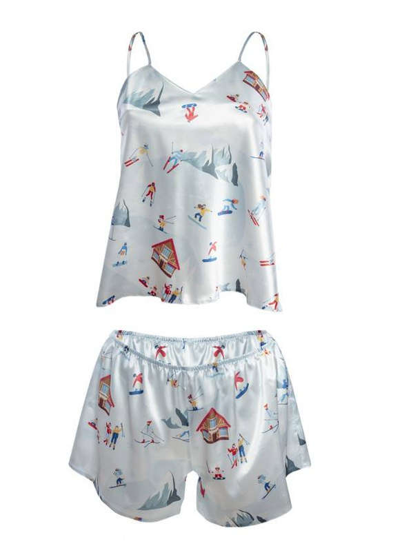 Piżama Damska Satynowa DK-KK DKaren - błękit 015