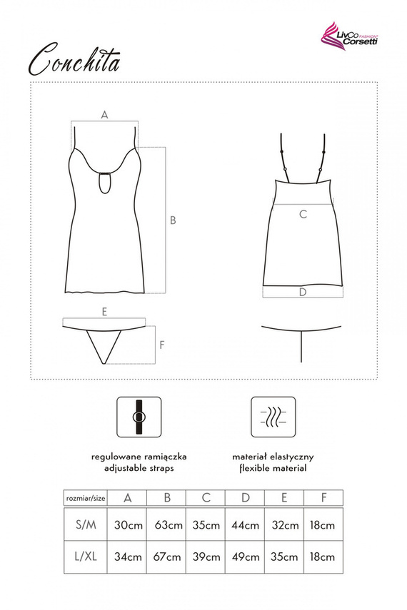 Komplet, koszulka + stingi Conchita LC 13383 LivCo Corsetti Fashion
