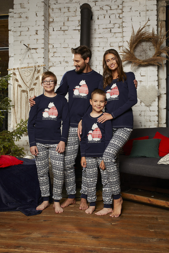 Piżama dziecięca długi rękaw, spodnie Arktyka Italian Fashion - granat