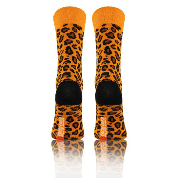 Cętki Panterka Skarpety długie finest cotton dwie różne Sesto Senso pomarańczowy