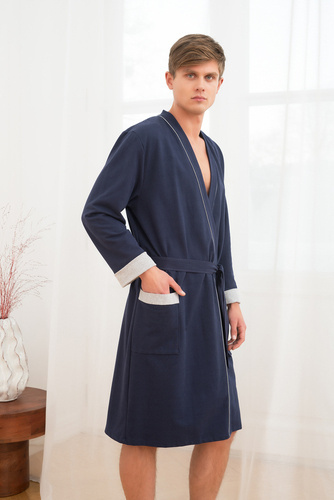 Szlafrok męski z kieszeniami Gabriel Italian Fashion- granat/melanż