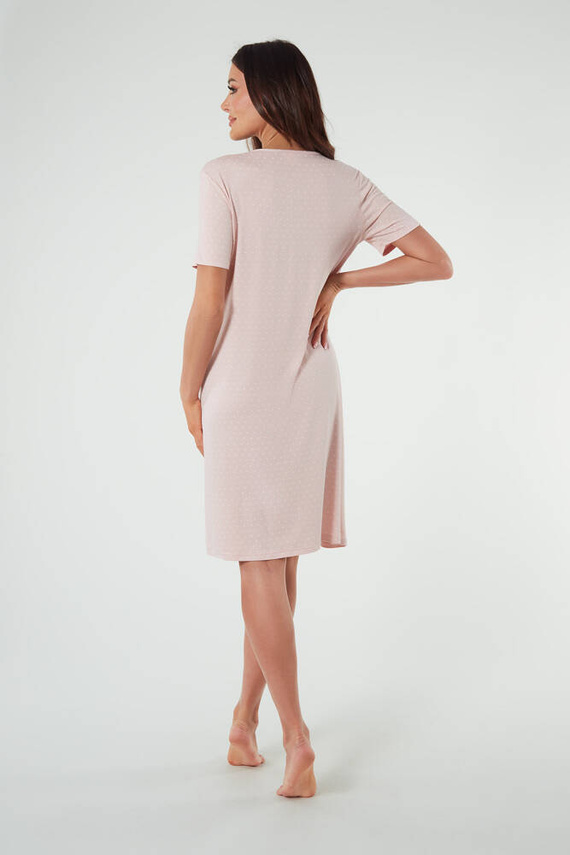 Koszula damska z krótkim rękawem Puntini Italia Fashion - pudrowy róż