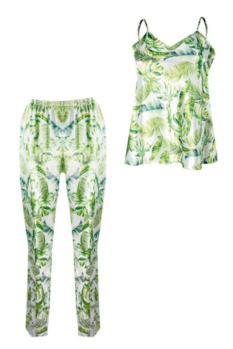 Piżama Damska Satynowa Flowers DKaren - DK-KI 11 biały