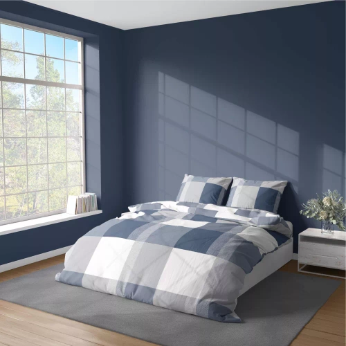 Pościel z mikrofibry krata 5038 A Detexpol niebieski