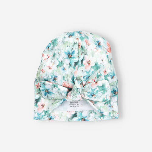 Czapka niemowlęca z bawełny organicznej Flowers Nini druk