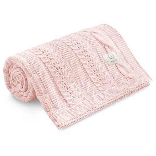 Dreamy YOSOY powder pink  – bambusowo-bawełniany kocyk dla niemowląt