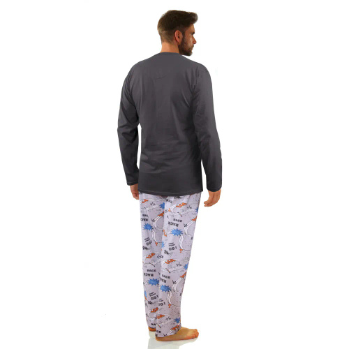 Bawełniana piżama męska z długim rękawem 2660/09 Sesto Senso - grafit 